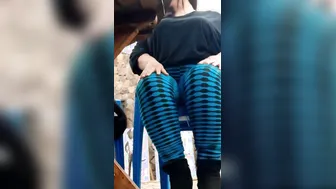 Mommy showing your titties into outdoor