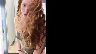 Freaky cunt with mouth masturbates into changing room outdoors