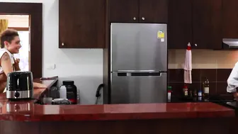 Almost caught surprise anal cummed butt fucking close to mother-inside-law cooking breakfast