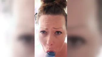Hot BBW Milf spits and blows on a vibrator