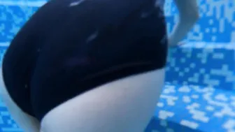 Crossed legs orgasm inside outside pool