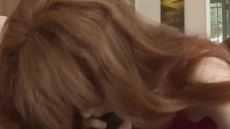 Red Haired step-daughter cockriding african stepdad