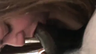 BBW blows rough african dick nicely and swallows