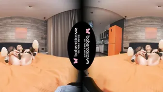 Solo dark hair Ally Foxy is toying her leaking snatch inside VR