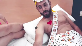 King and Queen wearing card dress played card and having fun