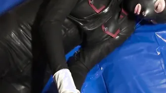 Pvc Danielle inside pvc mask grind his dick