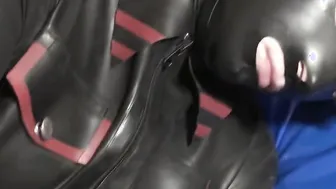 Pvc Danielle inside pvc mask grind his dick