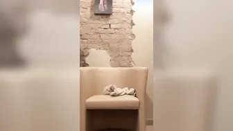 Stretching my snatch with veggies and sitting on intense sex toy