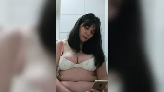 Cougar see porn movies into bathroom