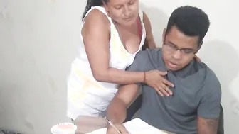 My stepmom blows my dick while Im doing homework. I