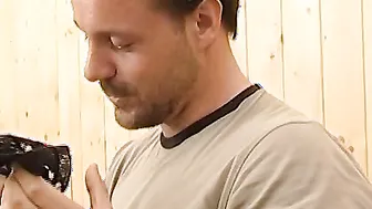 Voyeur fucks barely legal inside the butt into a outdoor sauna