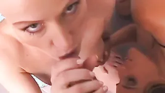 3-way with blonde and dark hair features Beauty oral and fucking