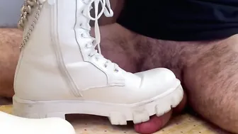 Moving porn video – Dick Boots Crush  Trample - White Combat Boots