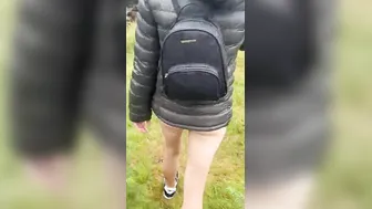 A saucy barely legal walking through mother nature.