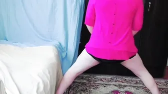 Pink Shirt Ebony Mini Skirt White Legs Sissy Crossdresser Lady Boy