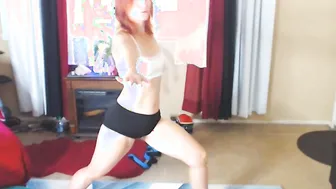 Aurora demonstrates leg exercises for strength work today