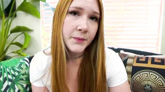 Redhead stepsister giving stepbrother oral sex  hand job