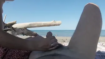 Risky Hand Job on the Canary Beach Almost caught - MissCreamy