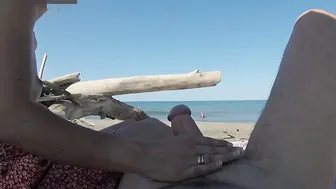 Risky Hand Job on the Canary Beach Almost caught - MissCreamy