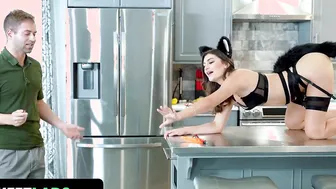 TeamSkeet - Adorable Little Sexy Into Hot Kitty Costume Mae Milano Getting Her Mouth Filled With Sticky Milk