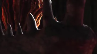 Alien fucks rough a Hot blonde into her butt into the fire cave