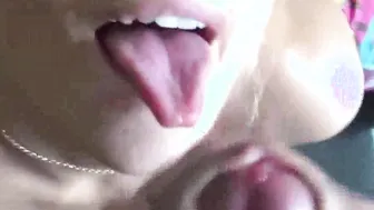 Petite blonde Jessi Gold sucks cock and takes cum on face
