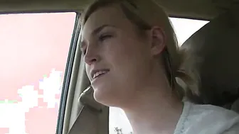 Upskirt Wifey # 8 - Mrs Bryant showing off that BLONDE CUNT inside outdoors and flashing her boobs while driving