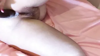Creamy anal orgasm with gigantic toy