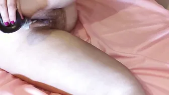 Creamy anal orgasm with gigantic toy