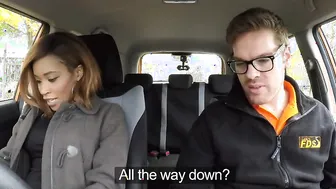 Driving porn video – Fake Driving School young black learner liking cummed for