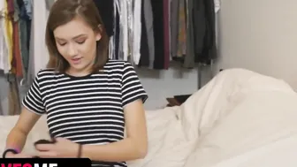 SisLovesMe - Lucky Stud Caught Riley Mae Watching Porn And Bound Her Hands To Correct Her Behavior