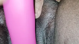 Black BBW Digging Her Twat Out with Sex Toy