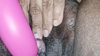 Black BBW Digging Her Twat Out with Sex Toy