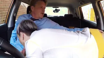 Big Boobed inked underwear milf riding boss public into vehicle