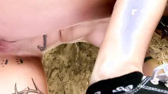 Amateur lovers has rough fetish sex inside a outdoor cave