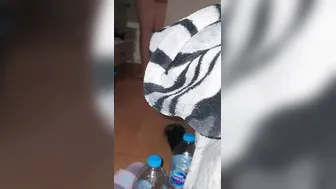 Step inside shiny pants and huge butt got boned through thongs by step son