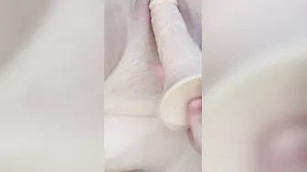 My hubby rarely fucks me and I cheated on him with a sex toy Sucking Off it and fucking my fat leaking