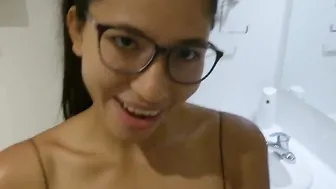 Nailed on the restroom counter until deep orgasm - Christina