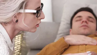 Lad covers blonde with sperm