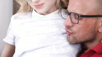 Blonde nerd knows how to suck
