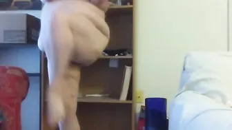 Fat nerdy chick getting sweaty