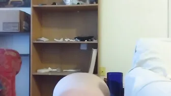 Fat nerdy chick getting sweaty