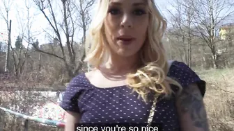Outside Agent Vulgar blonde flasher getting her cunt creampied inside