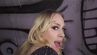Outdoor Agent Vulgar blonde flasher getting her snatch creampied into a tunnel