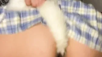 Kitty sluts with plug anal play with his pillow