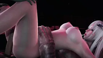 She cant hold back 2 gigantic cock monsters (Cartoon Uncensored)