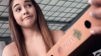 Vulgar Hostel - Ginebra Bellucci Gigantic Butt Skinny Spanish 18 Yo Fucks With Gigantic big black cock Pizza Delivery Man