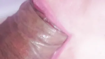 Bj close-up. Cum on tongue