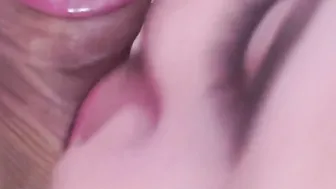 Bj close-up. Cum on tongue