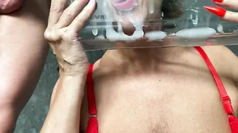 three cumshots inside a row for mature lady bj asmr .